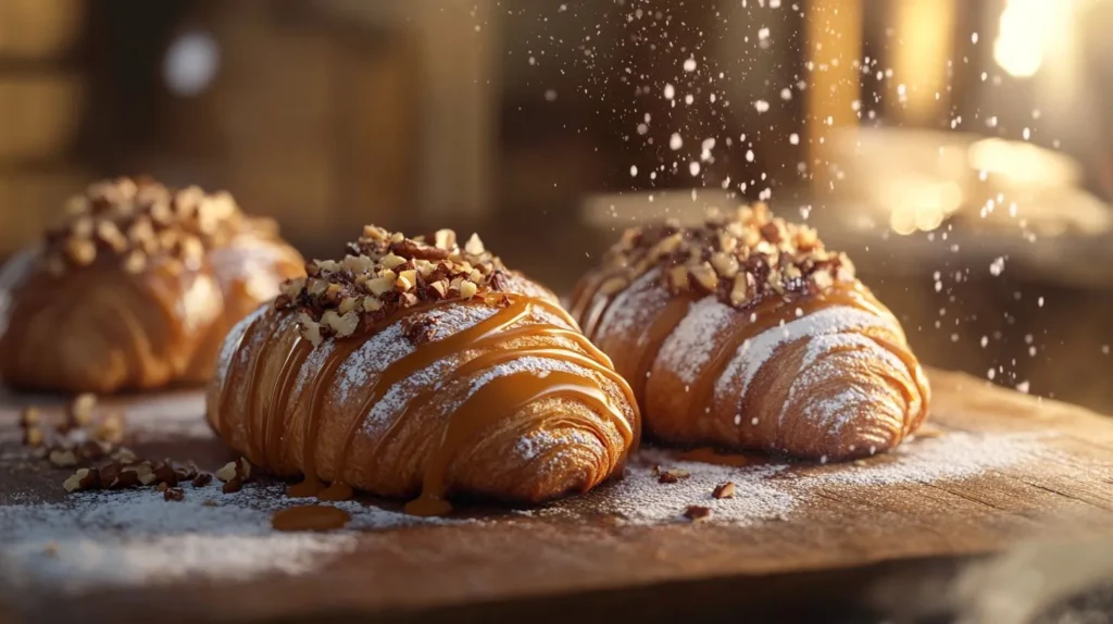 Assorted cookie croissants with different toppings