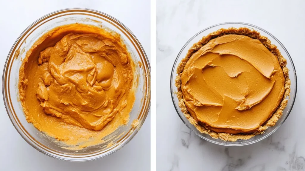 Preparing the crust for no-bake pumpkin pie