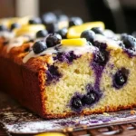 Freshly baked lemon blueberry bread with a golden crust.