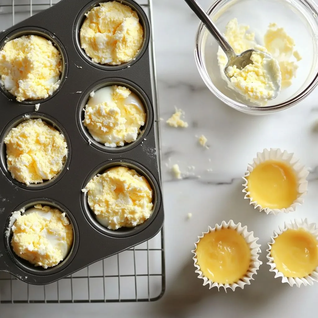 Step-by-step process of making egg bites with cottage cheese.