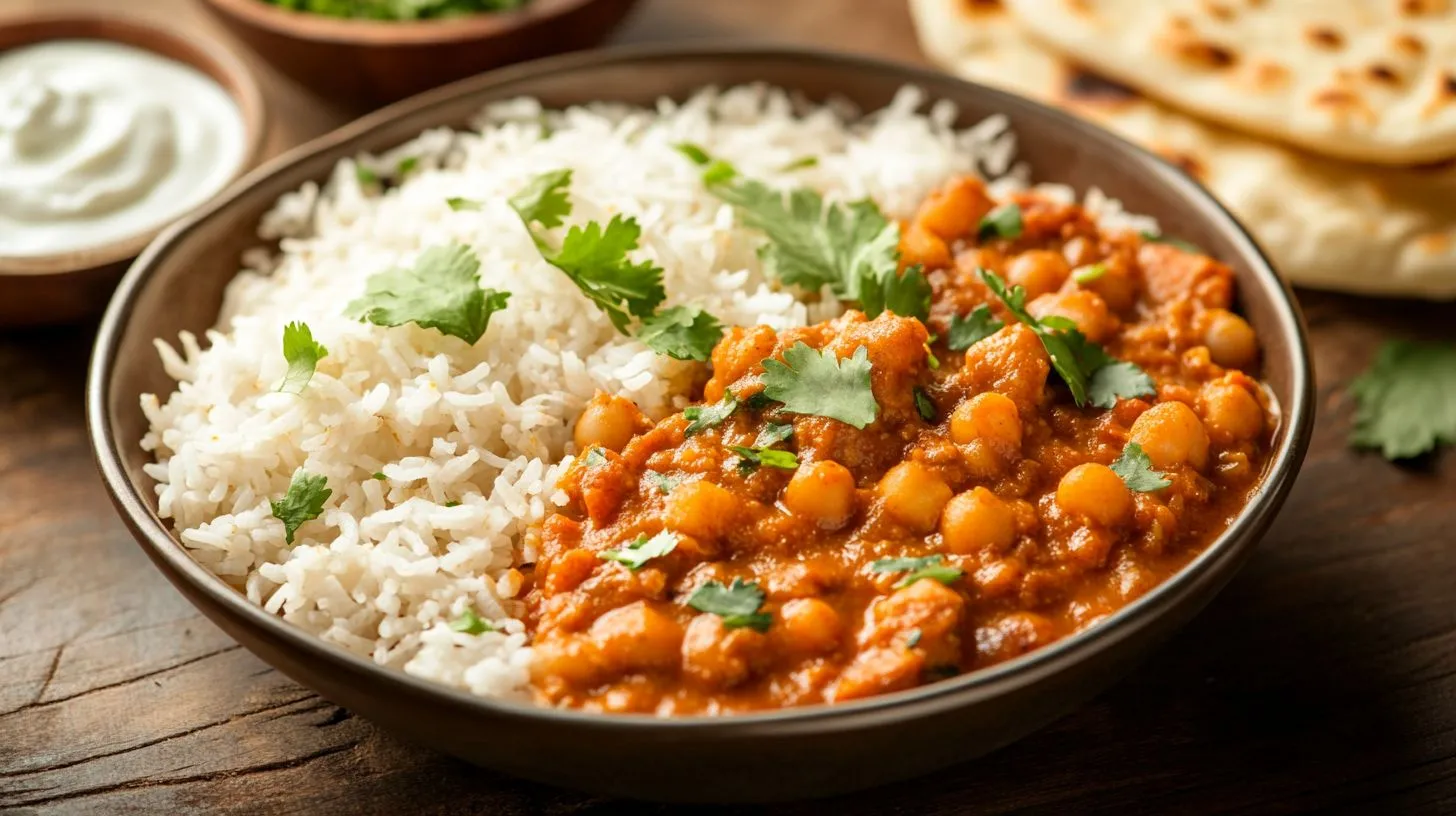 Basmati rice served with Indian curries