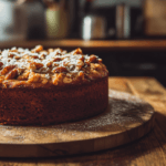 Homemade oatmeal cake with coconut-pecan frosting