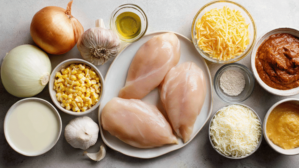 Ingredients for creamy chicken enchilada soup