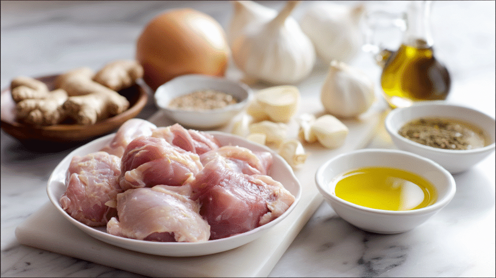 Ingredients for ginger garlic chicken