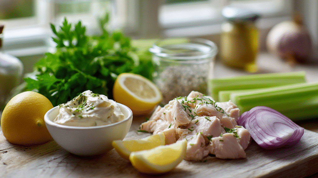 Ingredients for easy chicken salad recipe