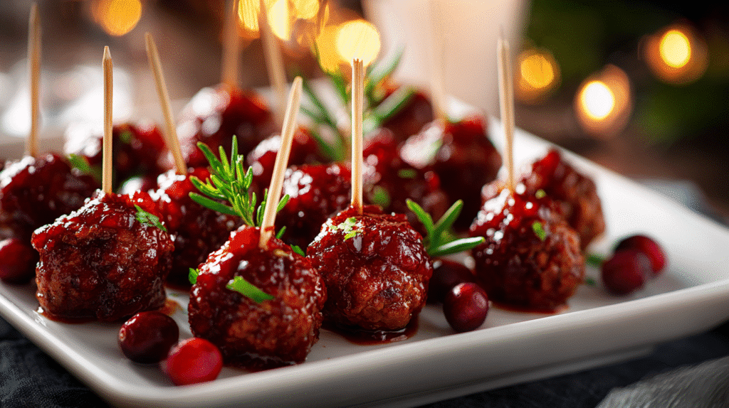 Serving party cranberry meatballs