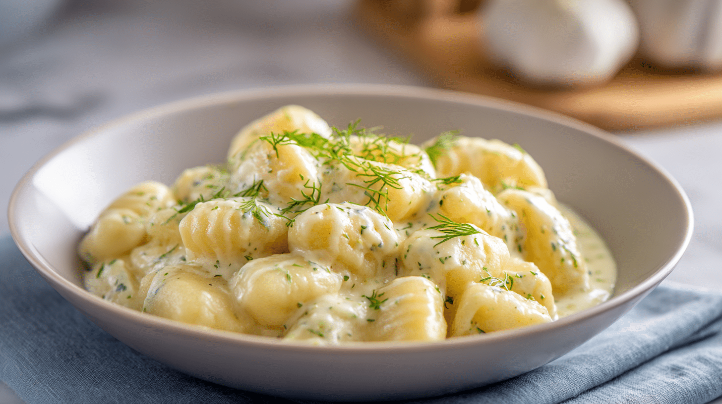 Millionaire gnocchi with crème sauce