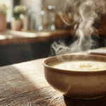 Creamy potato soup served warm in a bowl