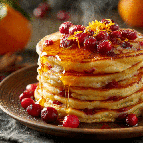 Bright, Fluffy Cranberry Orange Pancakes