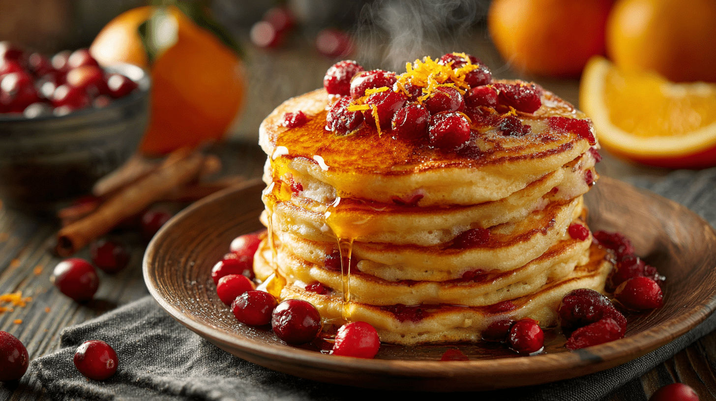 Bright, Fluffy Cranberry Orange Pancakes