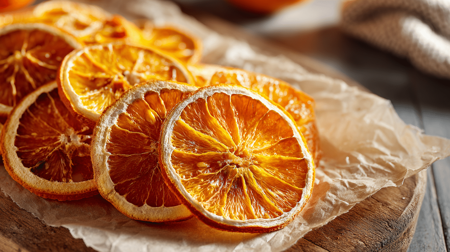 Dried orange slices homemade and evenly dried