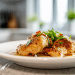 Ginger garlic chicken served on a plate