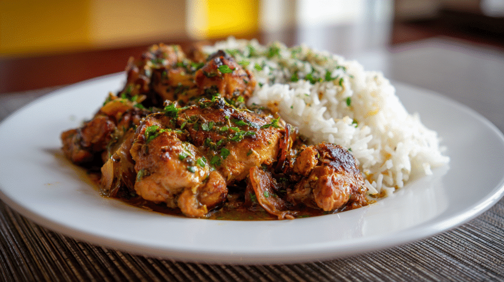 Serving ginger garlic chicken