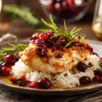Honey cranberry chicken bake with ricotta cheese fresh from the oven