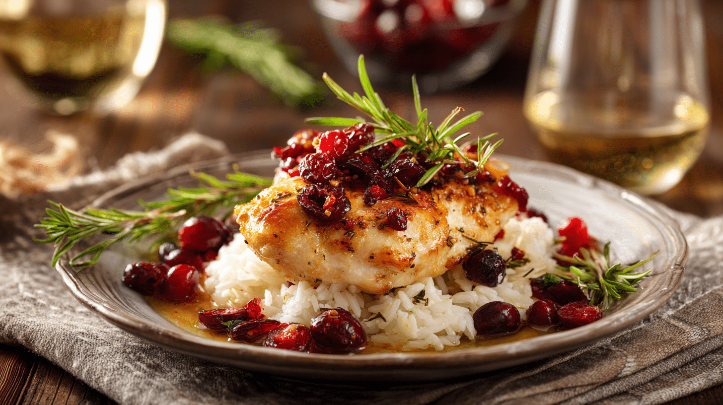 Honey cranberry chicken bake with ricotta cheese fresh from the oven