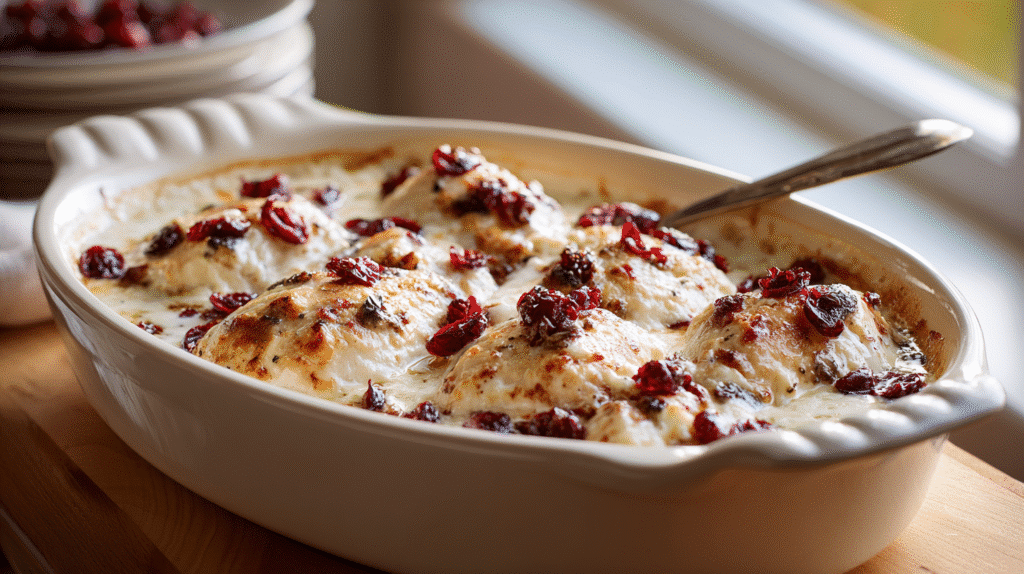 Honey cranberry chicken bake served for dinner