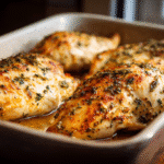 Juicy oven-baked chicken breast cooked until tender