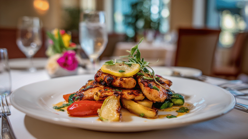 Serving lemon chicken