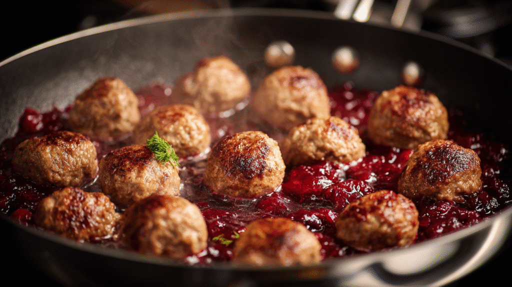 Steps for making cranberry meatballs