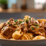 Smoky creamy paprika steak shells