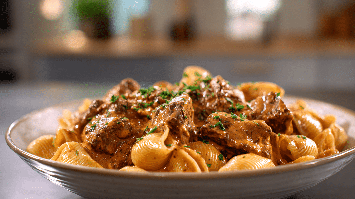 Smoky creamy paprika steak shells