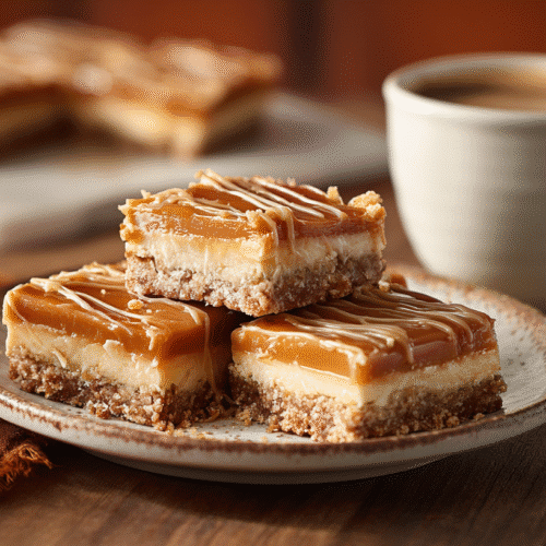 Salted caramel butter bars with gooey caramel filling