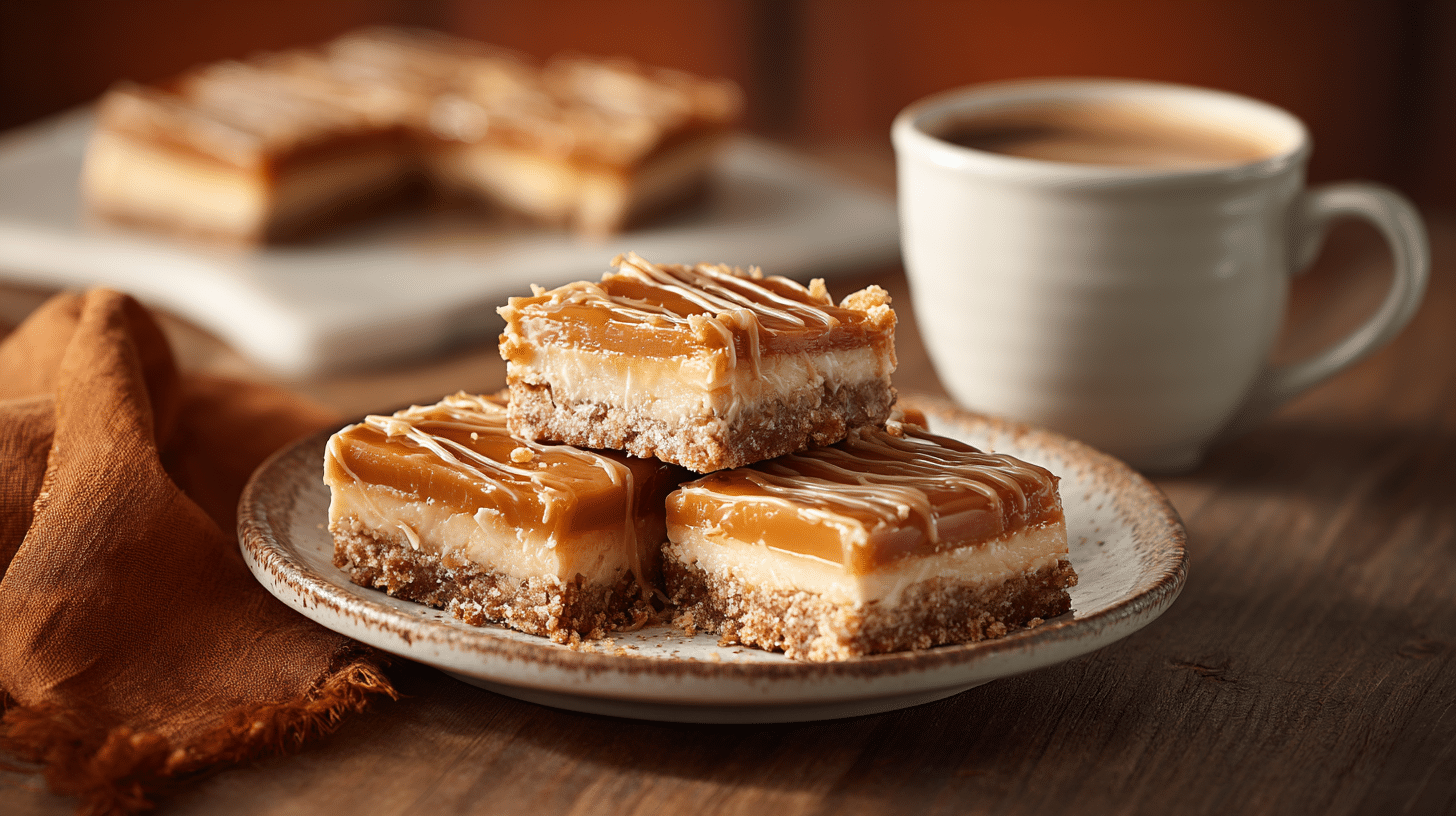 Salted caramel butter bars with gooey caramel filling