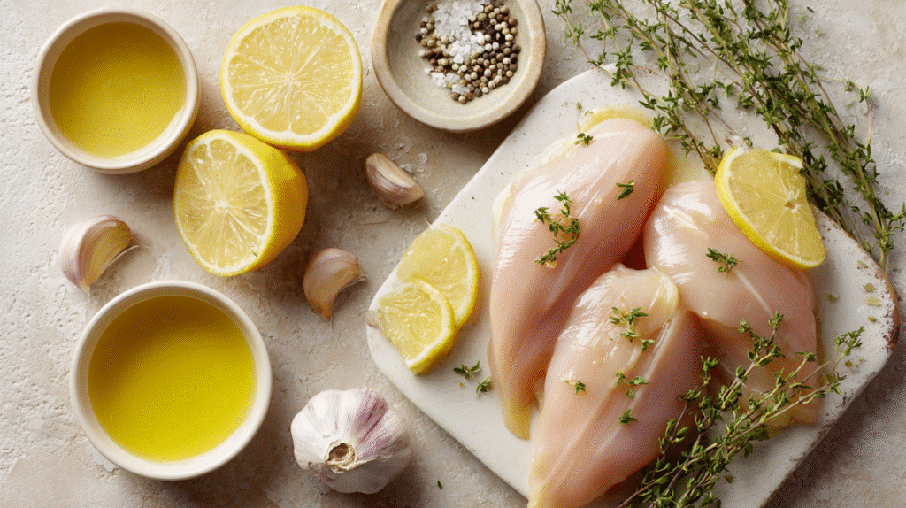 Ingredients for lemon chicken recipe