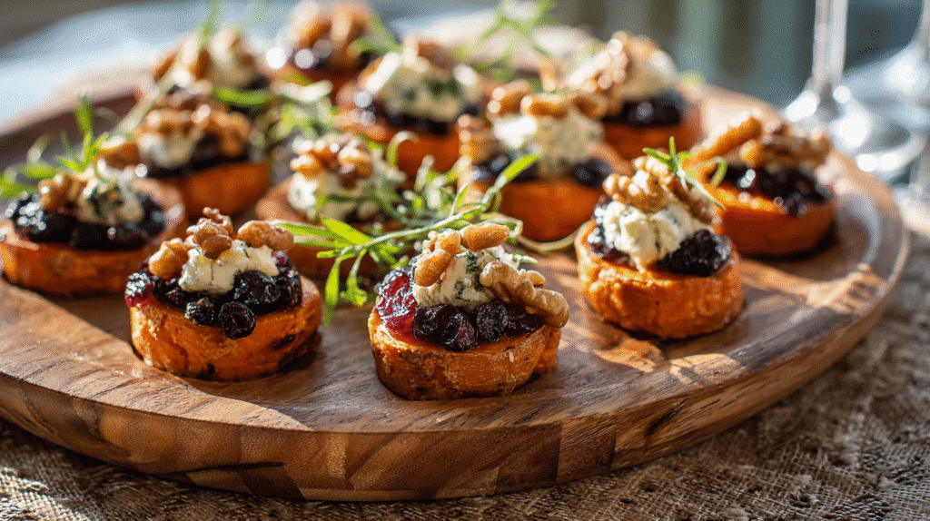 Plate of sweet potato rounds ready to serve.