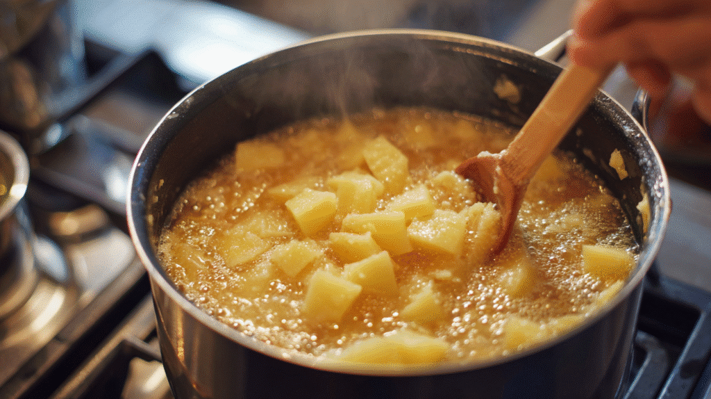 Steps for making potato soup on the stove