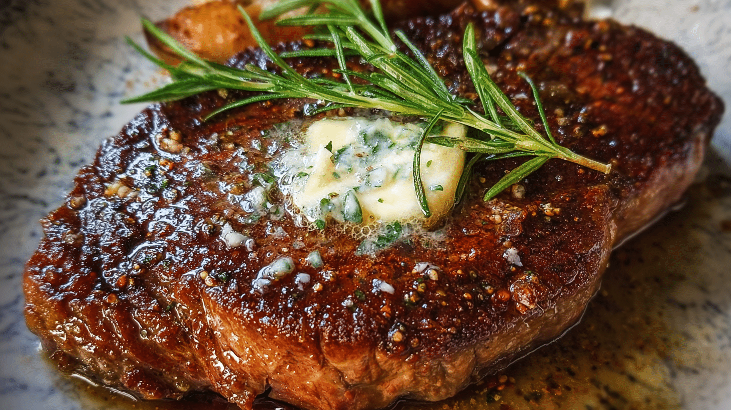 Pan steak with garlic butter