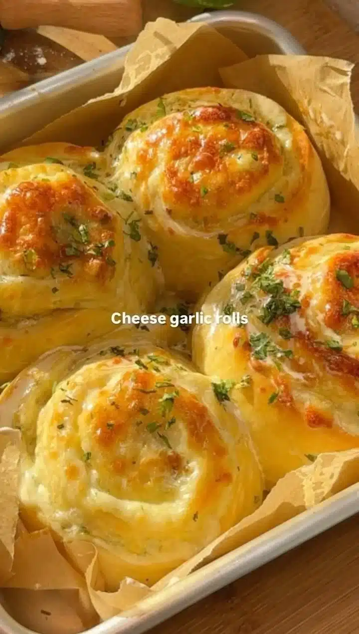 Buttery cheese garlic rolls fresh out of the oven