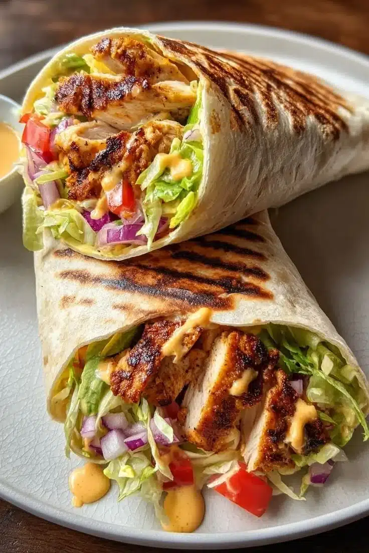 Delicious Chicken Shawarma served with creamy garlic sauce in a wrap