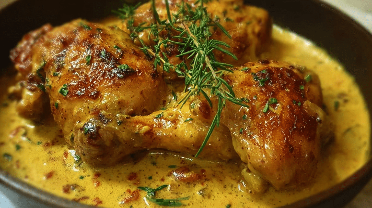 Delicious Chicken with Mustard dish served on a plate