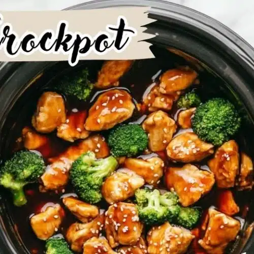 Delicious Dump and Go Crockpot Teriyaki Chicken served on a plate