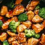 Crockpot Teriyaki Chicken in a bowl with rice and vegetables