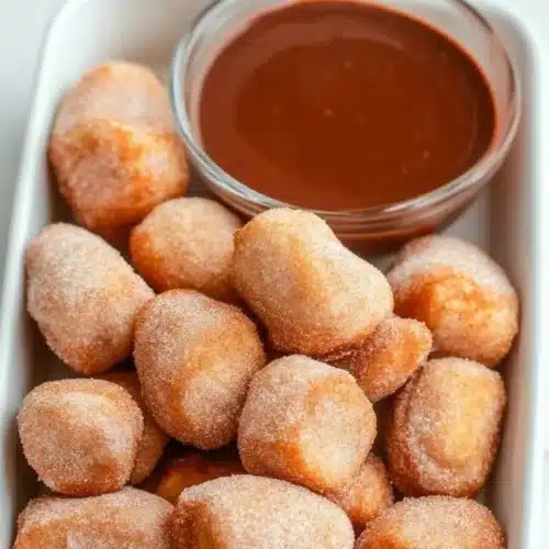 Fluffy air fryer churro bites dusted with cinnamon sugar