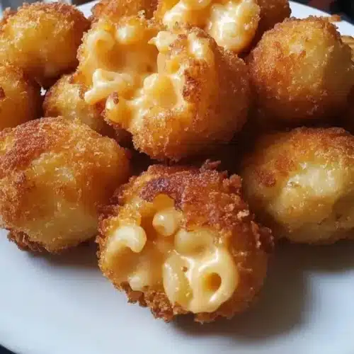 Crispy Fried Mac and Cheese Bites served on a plate