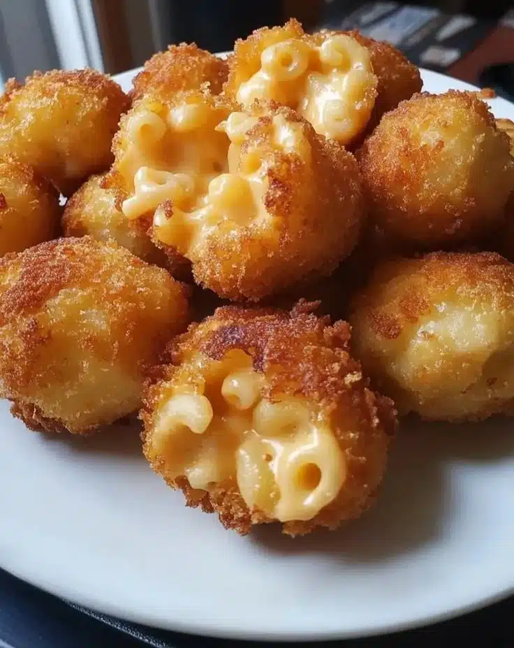 Crispy Fried Mac and Cheese Bites served on a plate