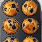 Hearty blueberry protein muffins fresh out of the oven