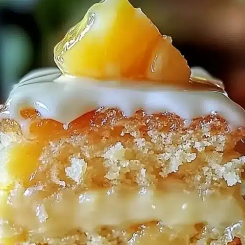 Delicious Juicy Pineapple Heaven Cake with fresh pineapple toppings
