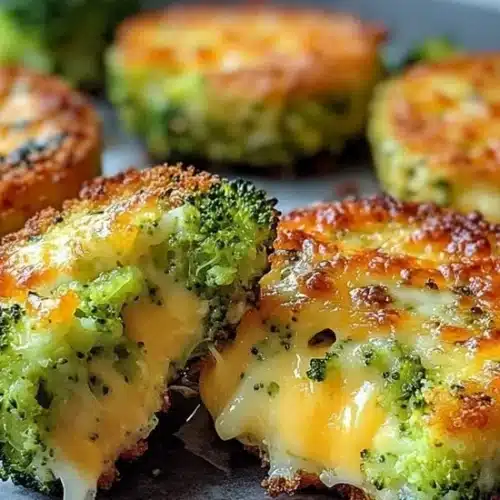 Low carb broccoli cheese rounds on a serving plate