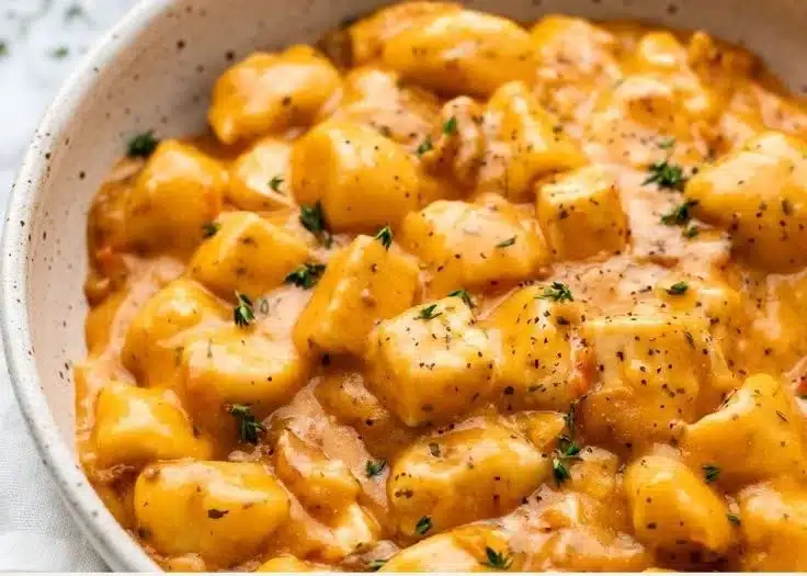 Delicious Marry Me Tofu dish garnished with herbs and served in a bowl