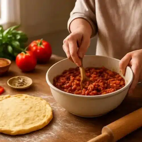 Delicious Pizza Pot Pie filled with savory ingredients in a flaky crust