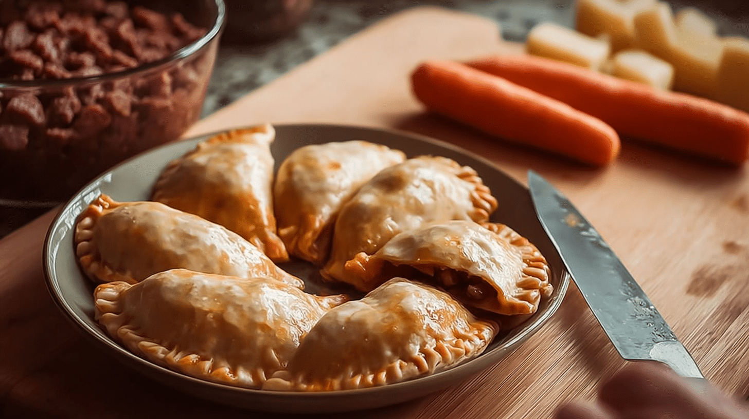 Savory beef stew hand pies with flaky crust and rich filling