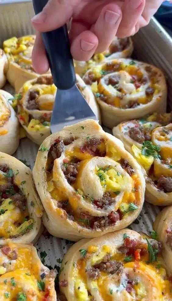 Savory breakfast rolls filled with delicious ingredients for a satisfying morning meal.