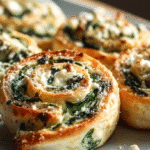 Delicious spinach feta pinwheels on a platter, perfect for appetizers