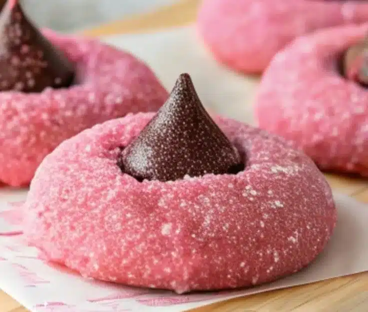 Delicious Strawberry Kiss Cookies topped with fresh strawberries