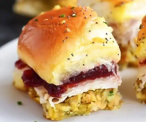 Turkey cranberry sliders served on a platter
