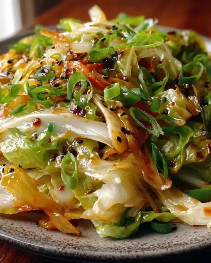 A colorful 20-minute Asian cabbage stir fry served in a bowl.